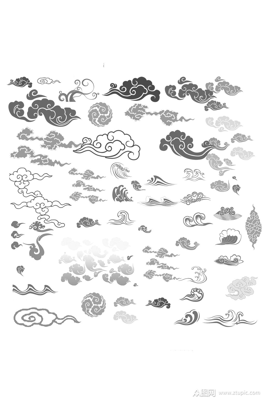 中国风祥云装饰图案元素祥云矢量图