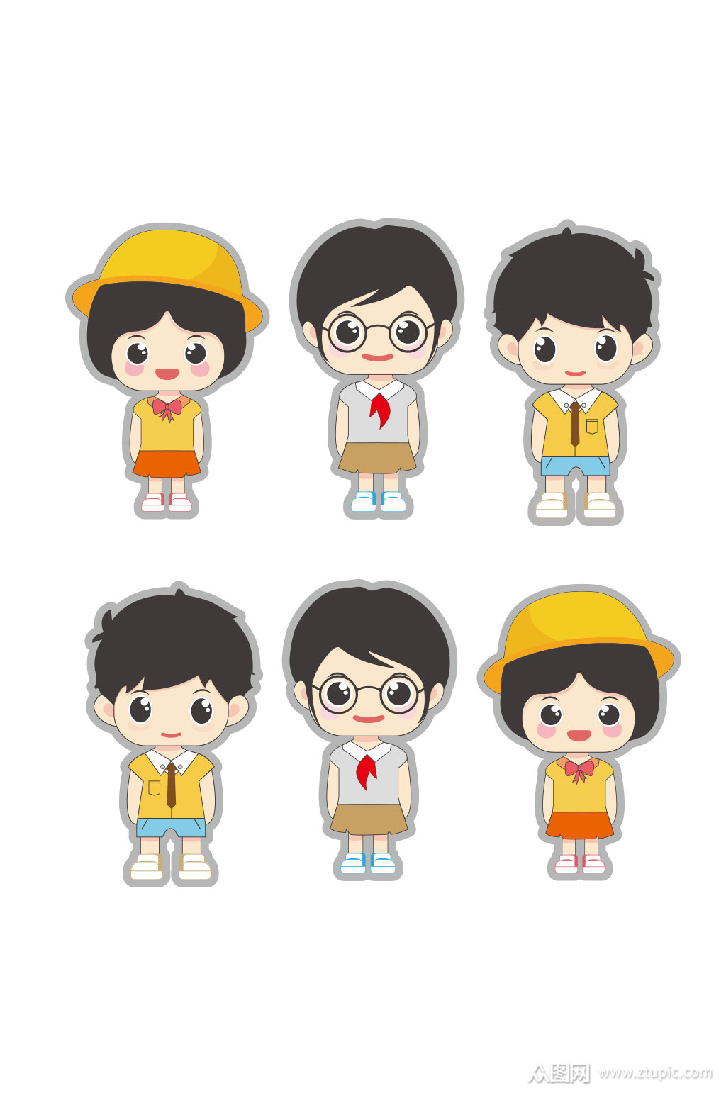 当前位置 >免抠元素>设计元素>中小幼学生手绘卡通形象