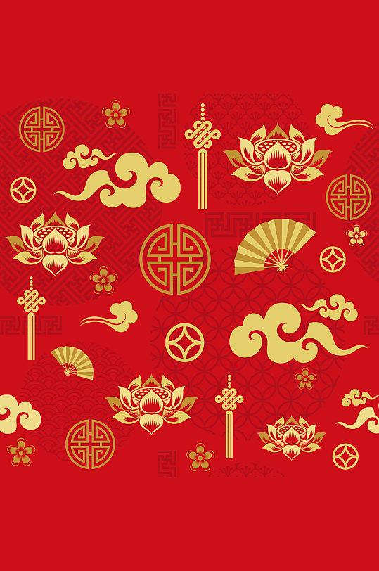 中国风传统纹样图案春节矢量元素