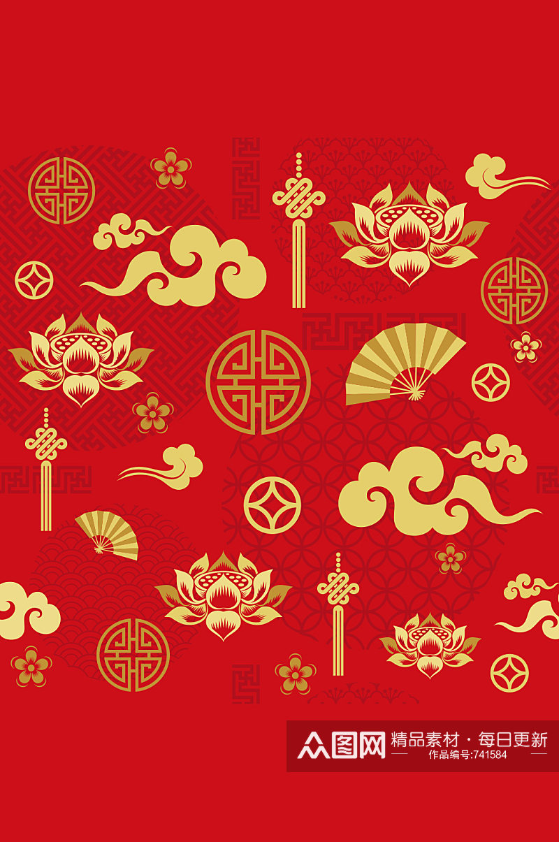 中国风传统纹样图案春节矢量元素素材