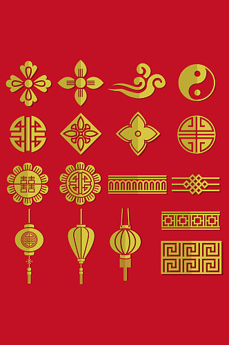 中国风传统图案新年春节矢量元素
