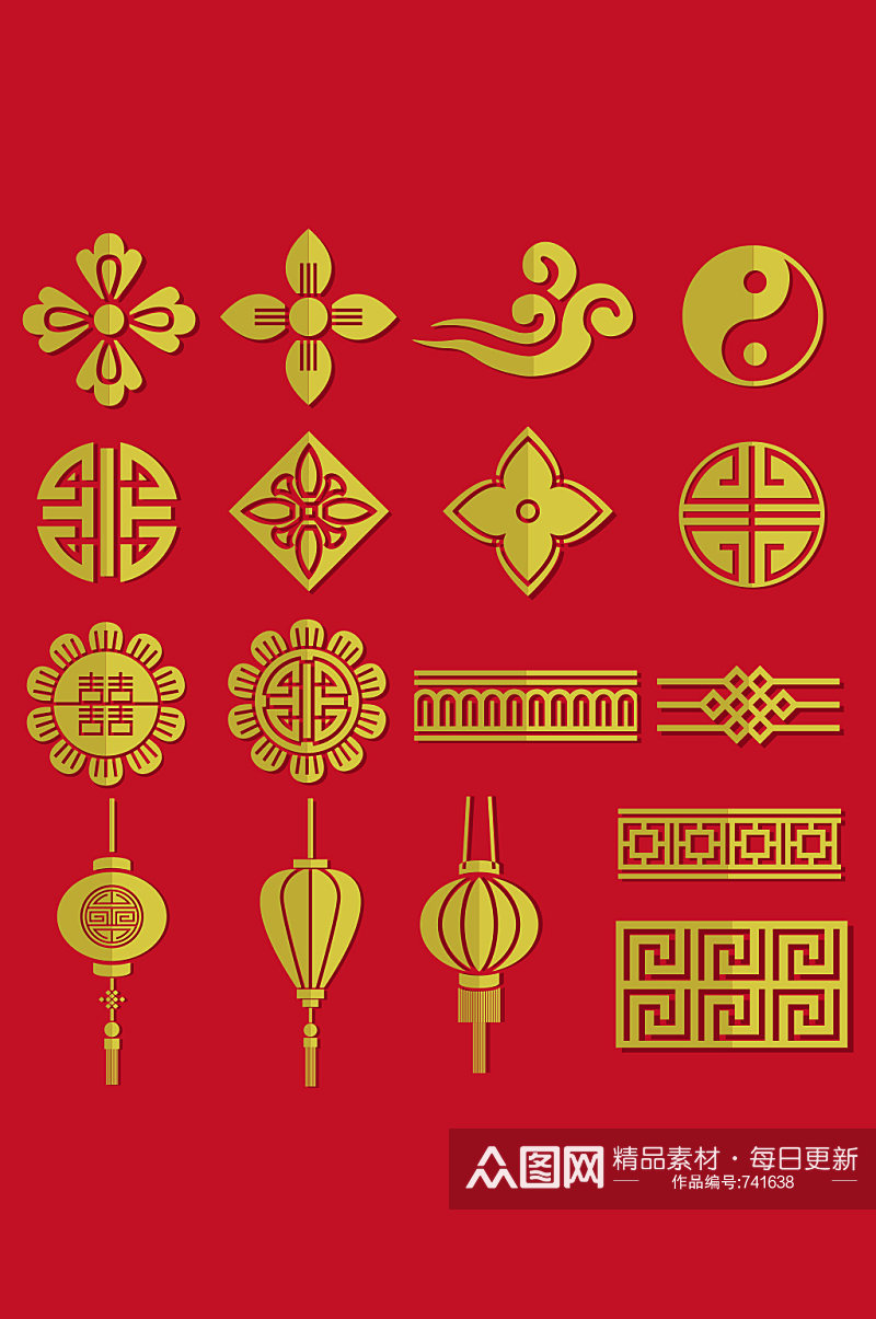 中国风传统图案新年春节矢量元素素材