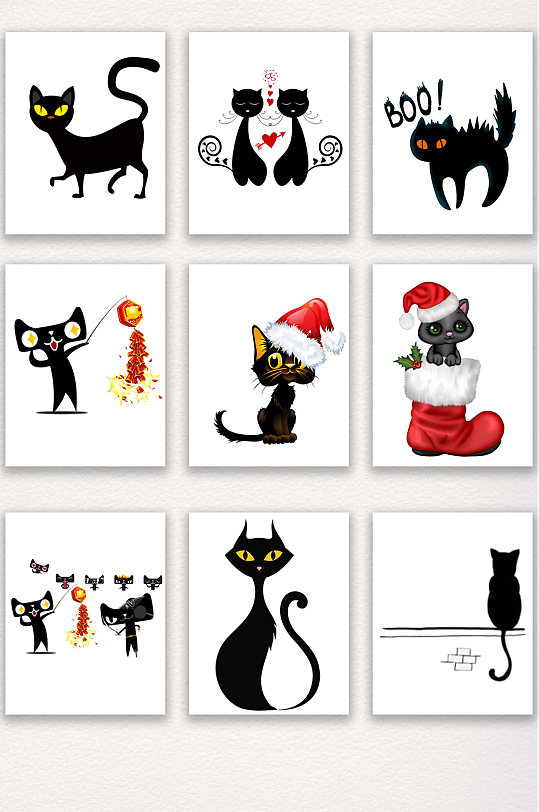 图案装饰黑猫元素