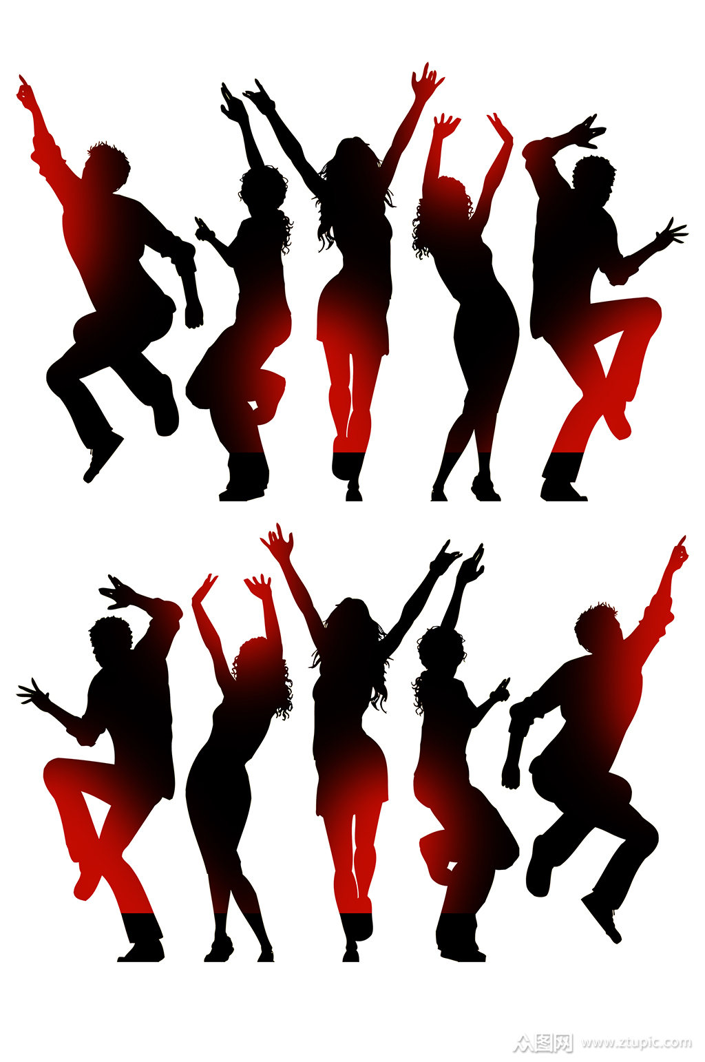舞蹈人物剪影人物元素素材