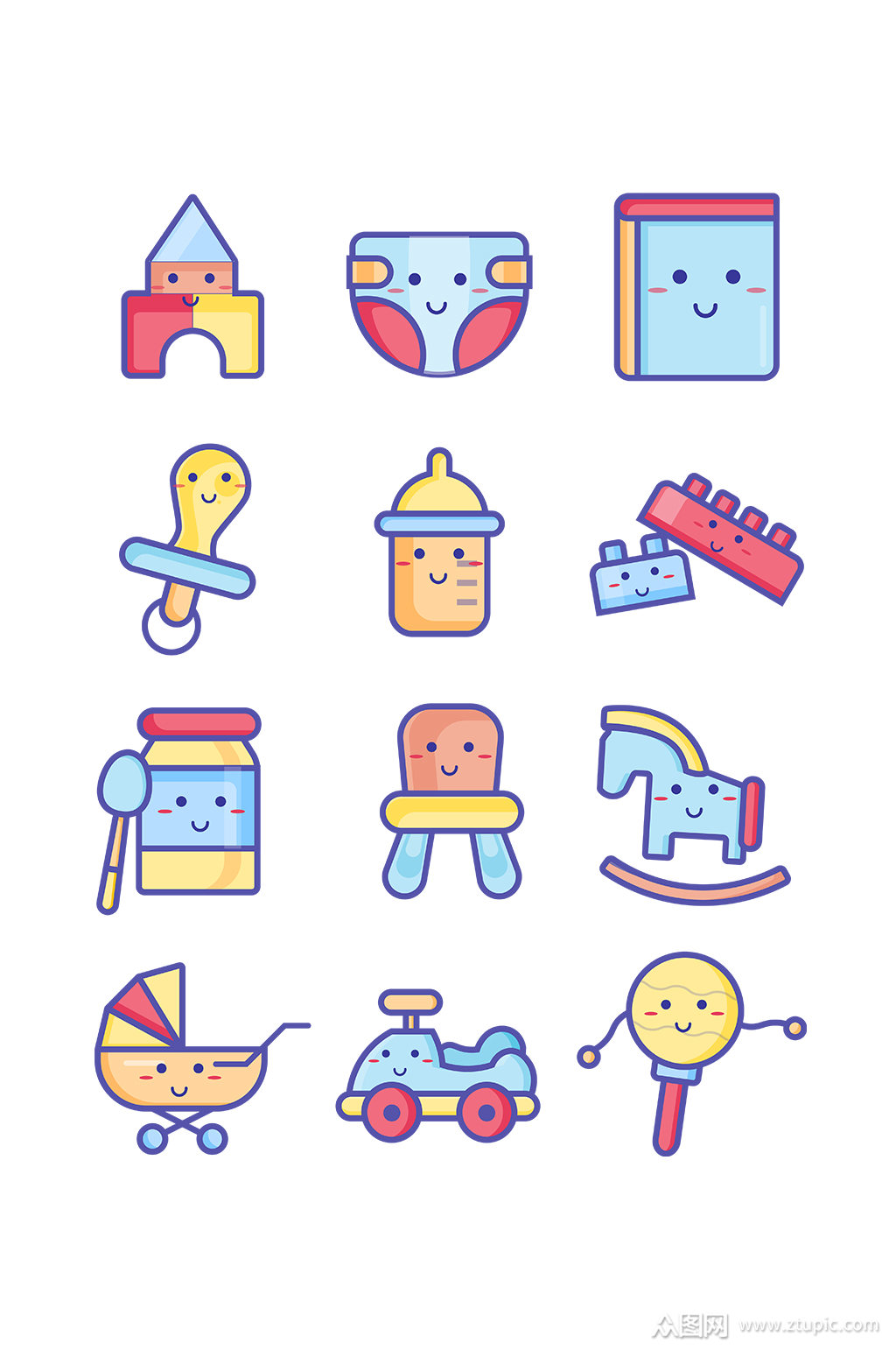 电商母婴店可爱宣传图标