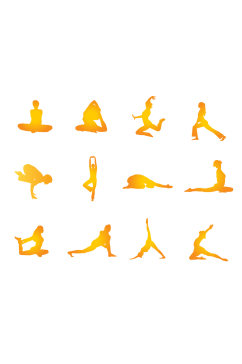 黄色人物瑜伽锻炼姿势素材