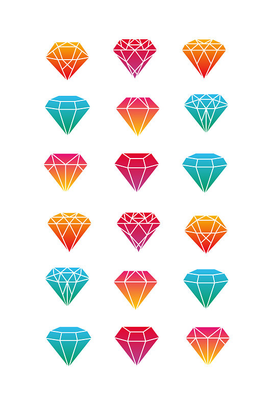 矢量彩色几何钻石设计元素