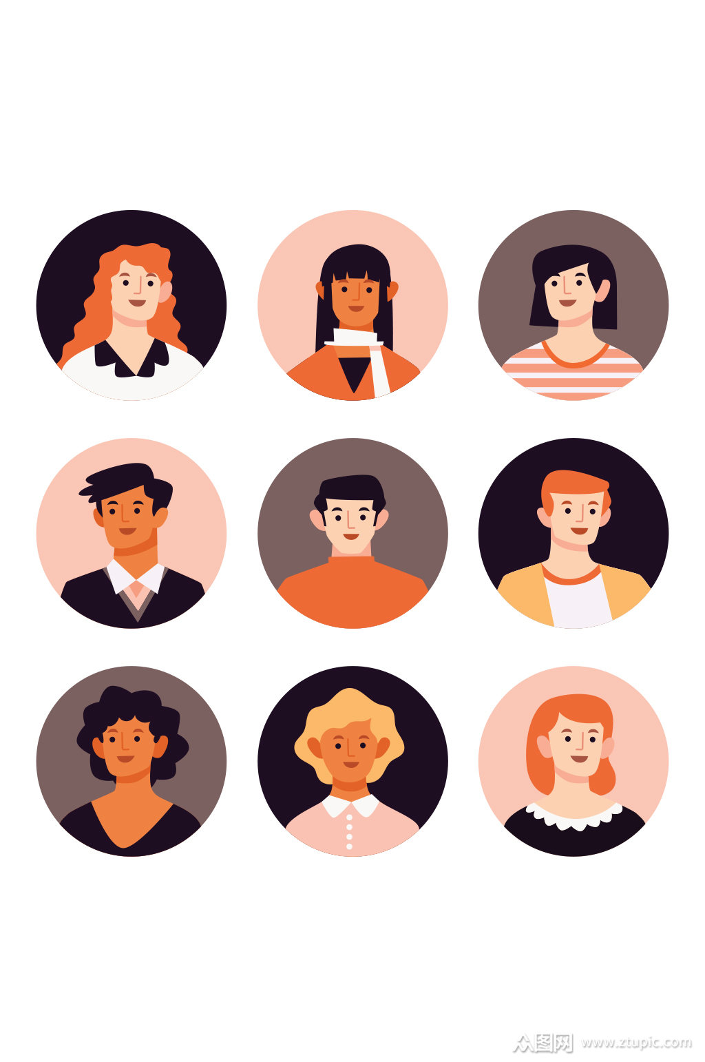 手绘人物头像集矢量模板下载-编号773476-众图网