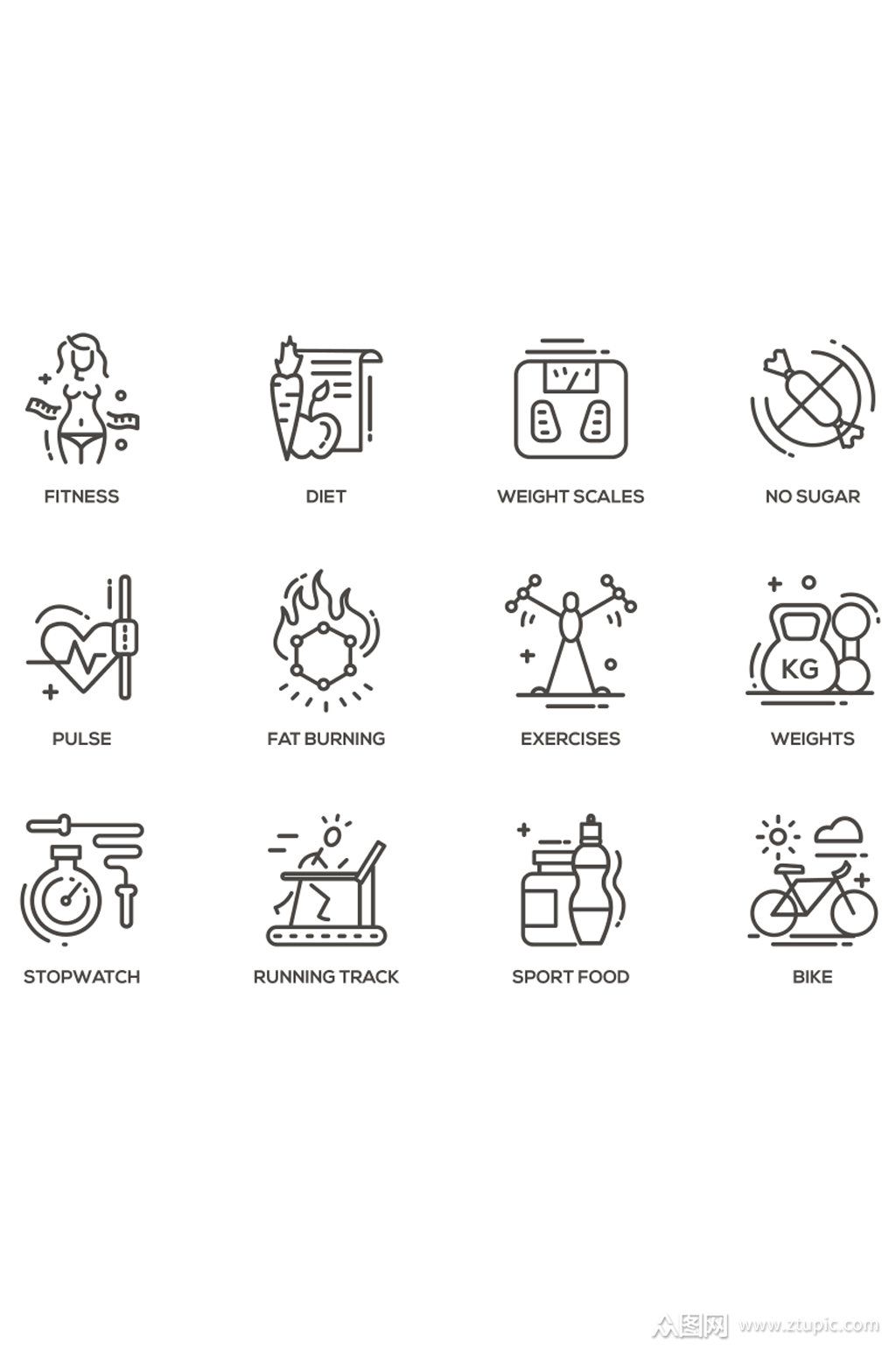 时尚个性线性图标设计矢量素材