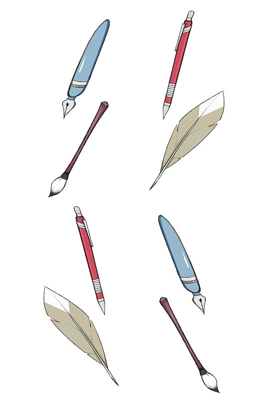 学习用品笔插画元素-众图网