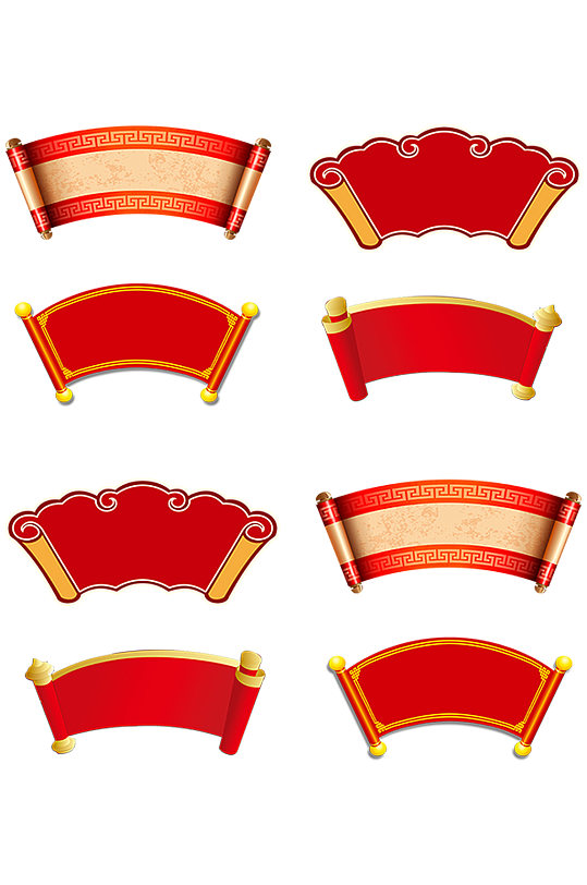 中国风卷轴红色元素