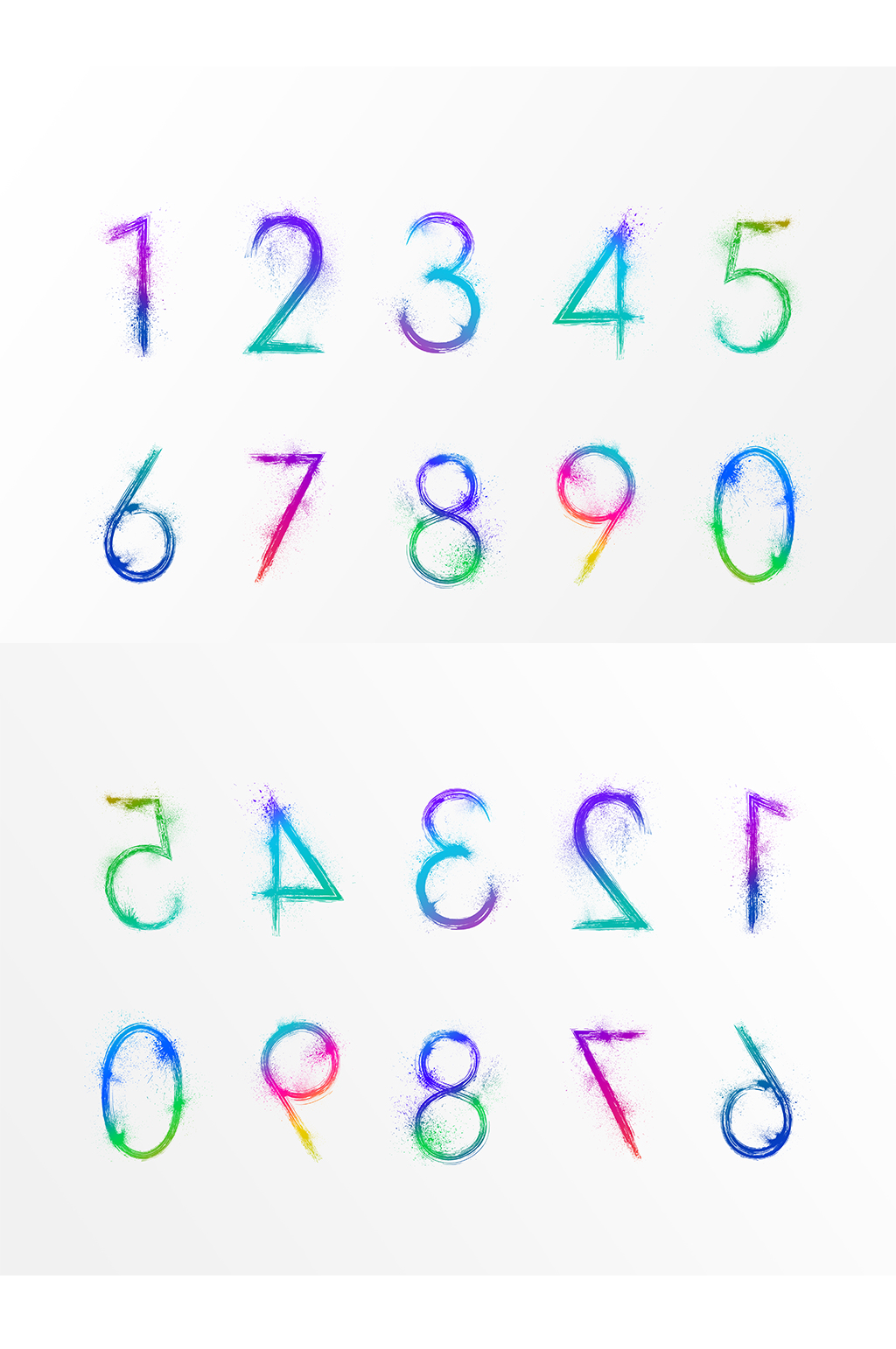 渐变多彩数字元素素材