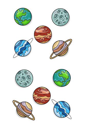 卡通发光地球星球元素