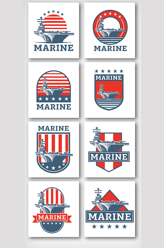 卡通军舰图标元素-众图网