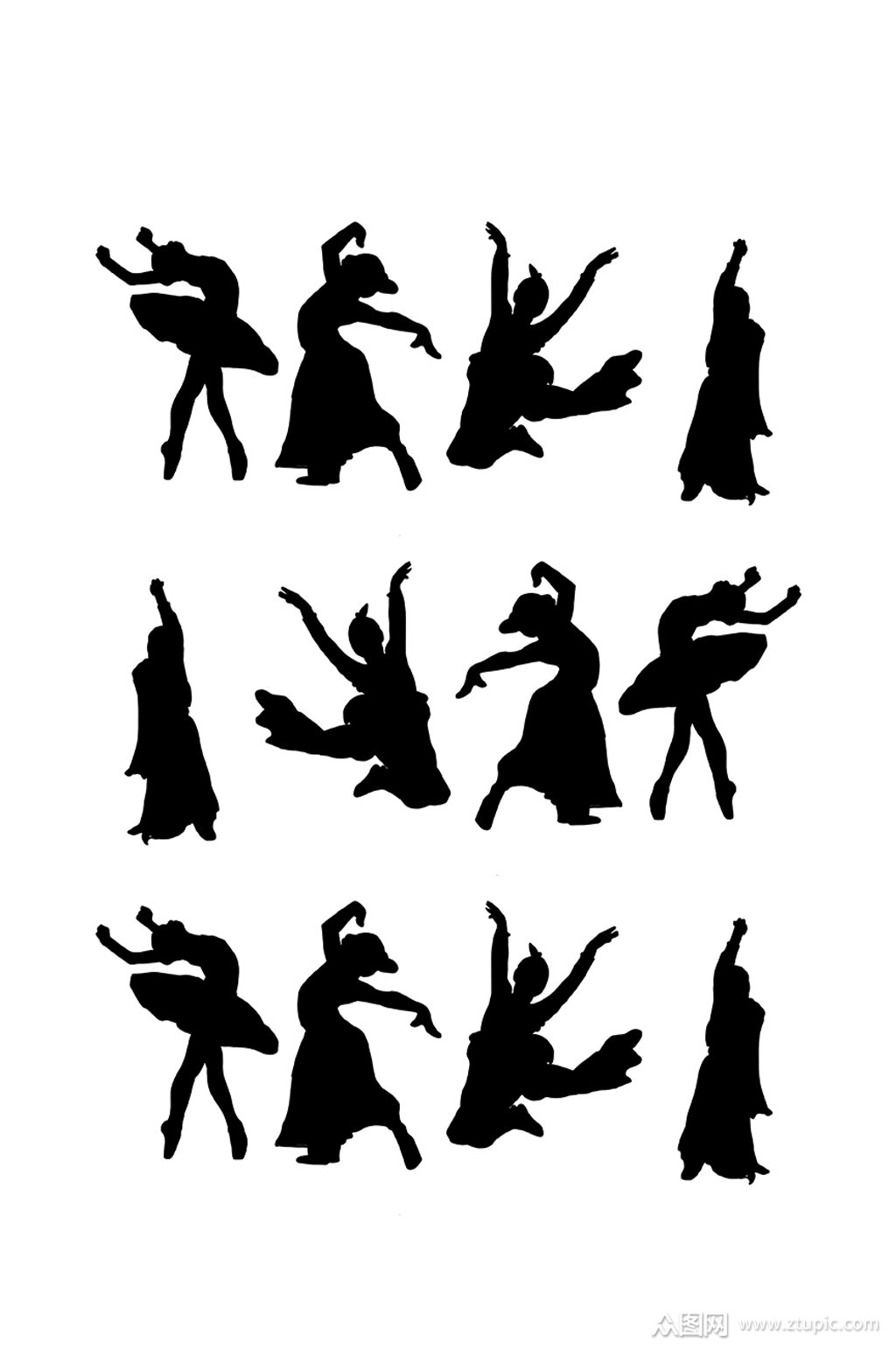 青年跳舞元素剪影素材