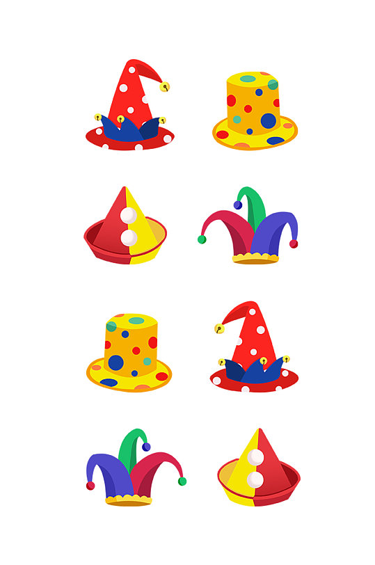 愚人节小丑帽卡通素材元素