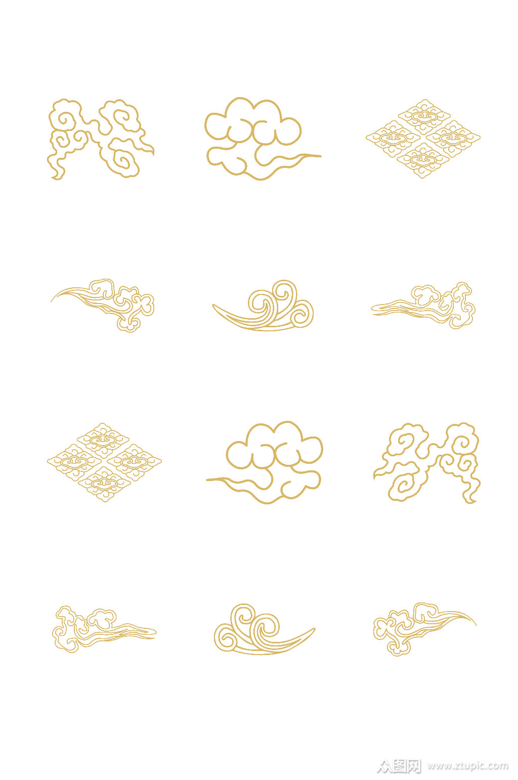 中式祥云纹理ai矢量元素 祥云矢量图