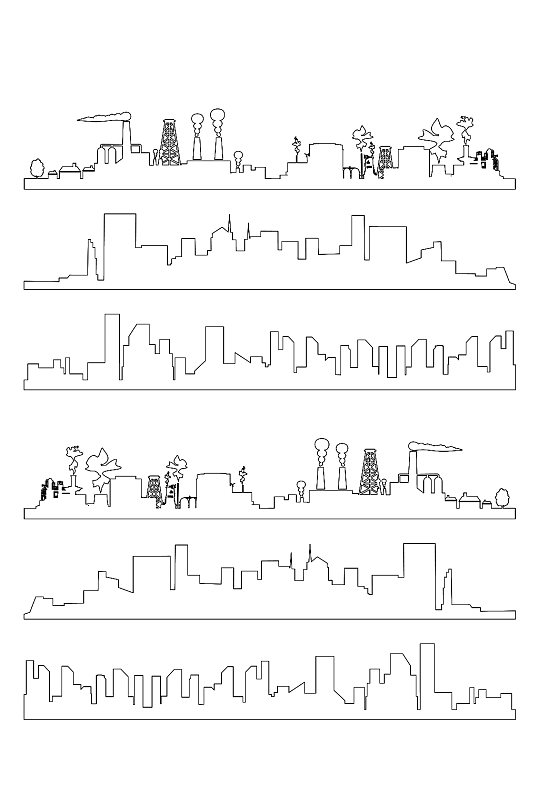 城市建筑黑色线描AI矢量素材