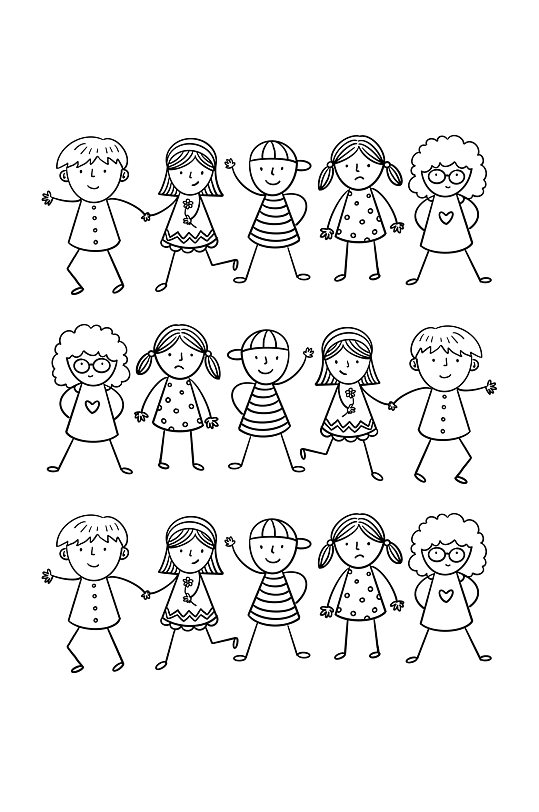 简笔画小孩写作业小女孩元素