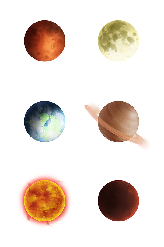 手绘宇宙太空星球免抠素材-众图网