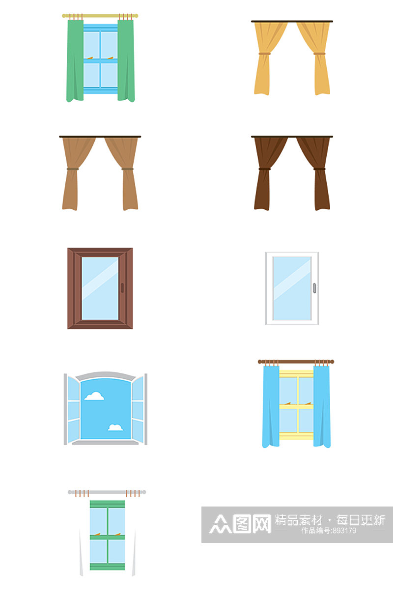 各式窗户窗帘设计元素素材