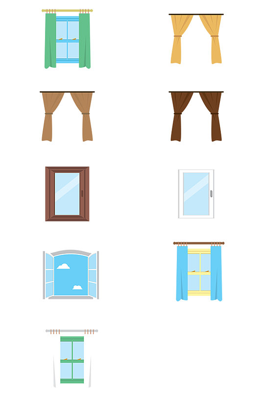各式窗户窗帘设计元素