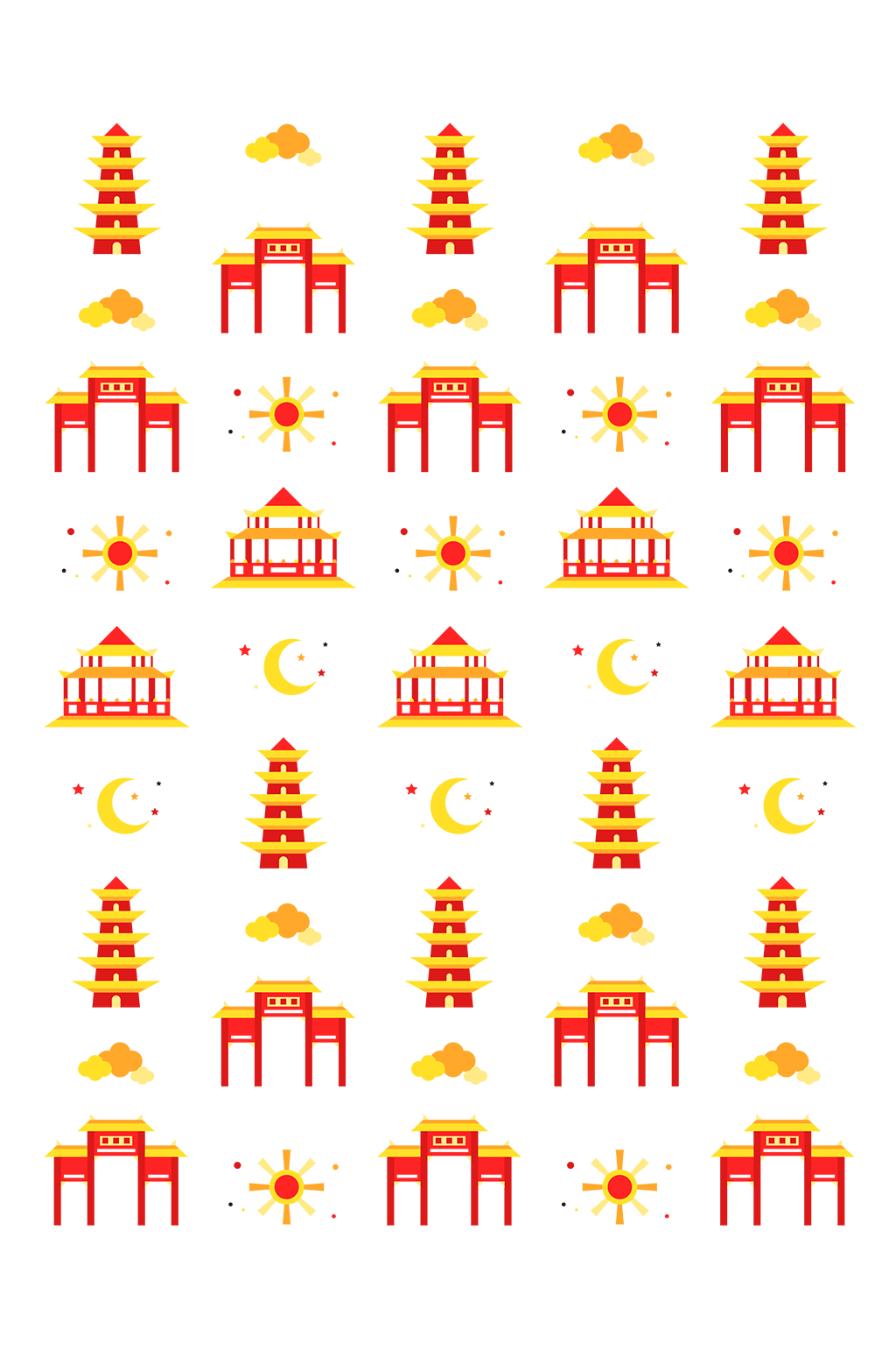创意矢量中国风古建筑素材