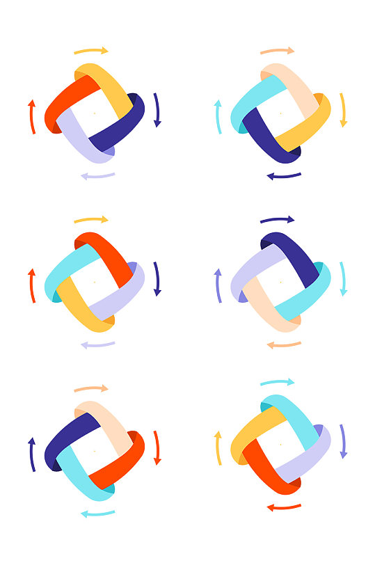 循环ppt目录彩色箭头圆形