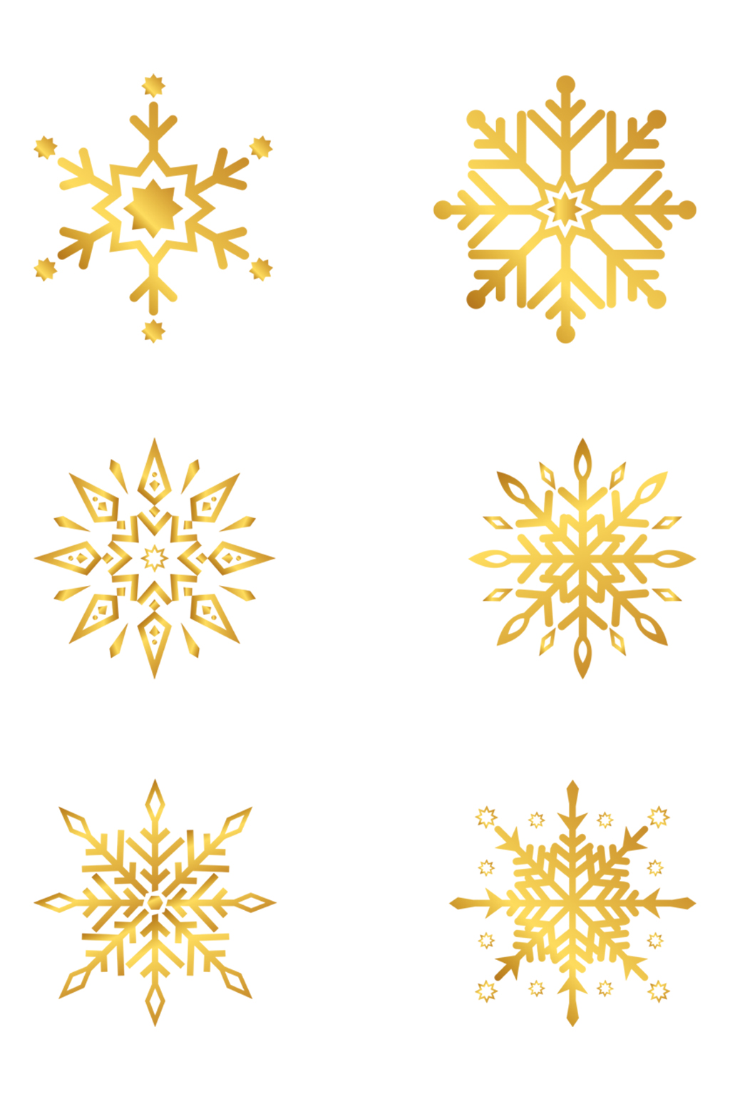 圣诞节卡通扁平金色雪花元素素材