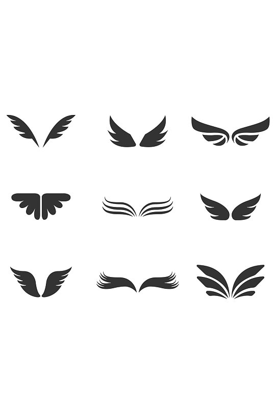 黑色翅膀装饰元素-众图网