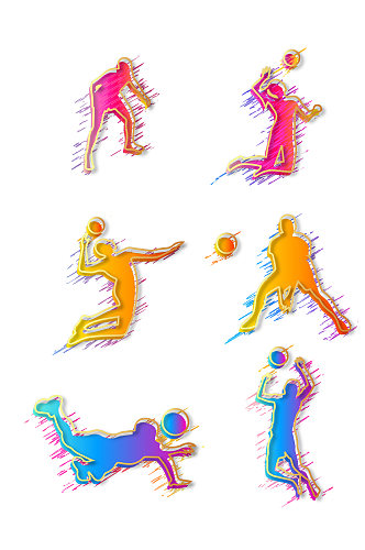 排球运动剪影插画