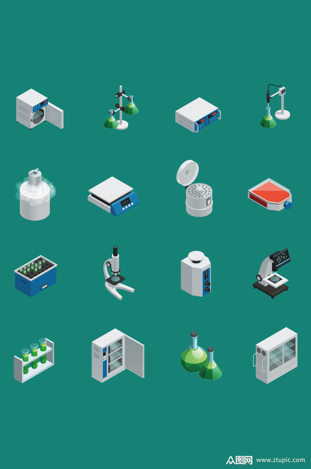 科学实验室设备等轴测图标