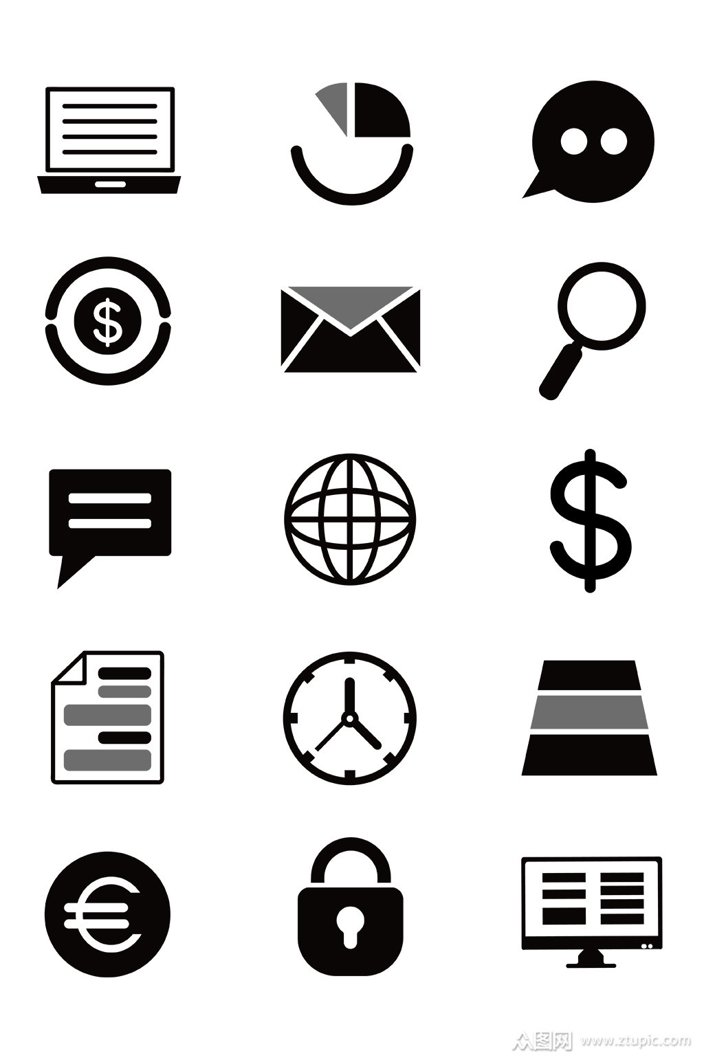 图标黑白ppt图标素材