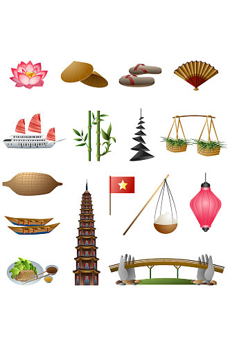 越南的图标集动画片套越南网络设计