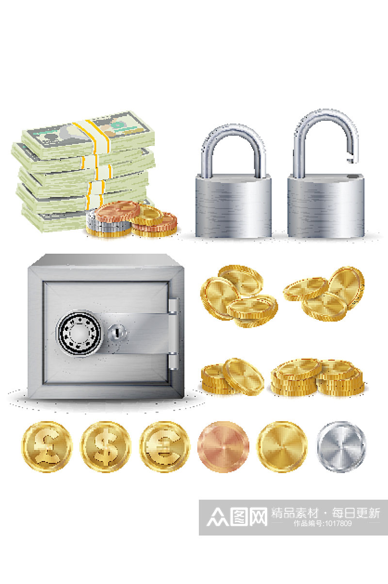 财务安全概念向量金插画素材