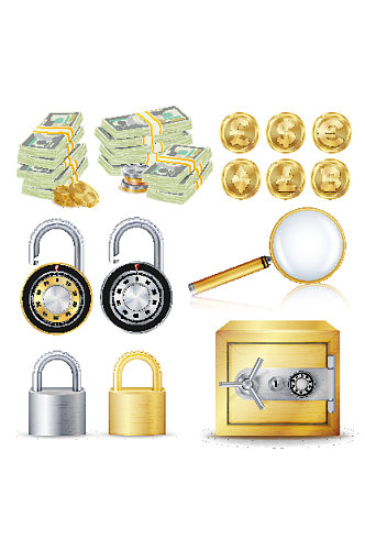 财务安全概念向量金币