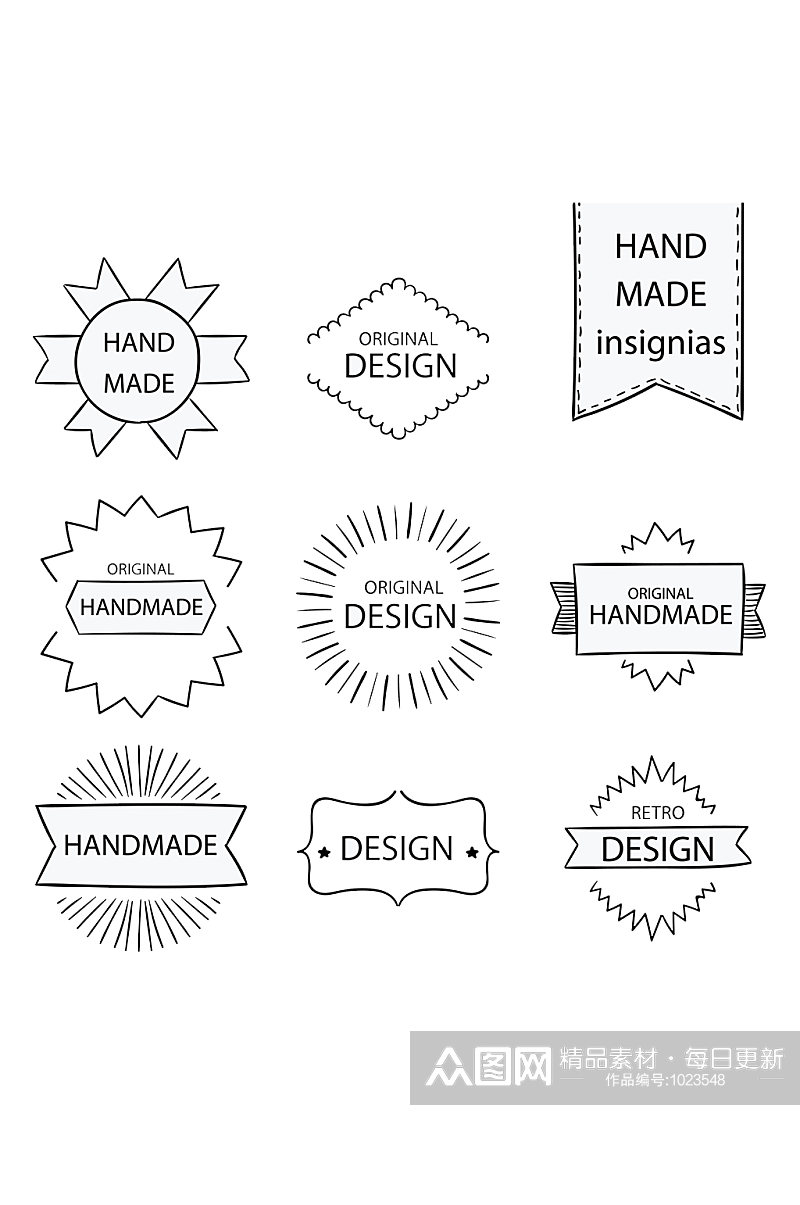 标签徽章集标签复古徽章素材