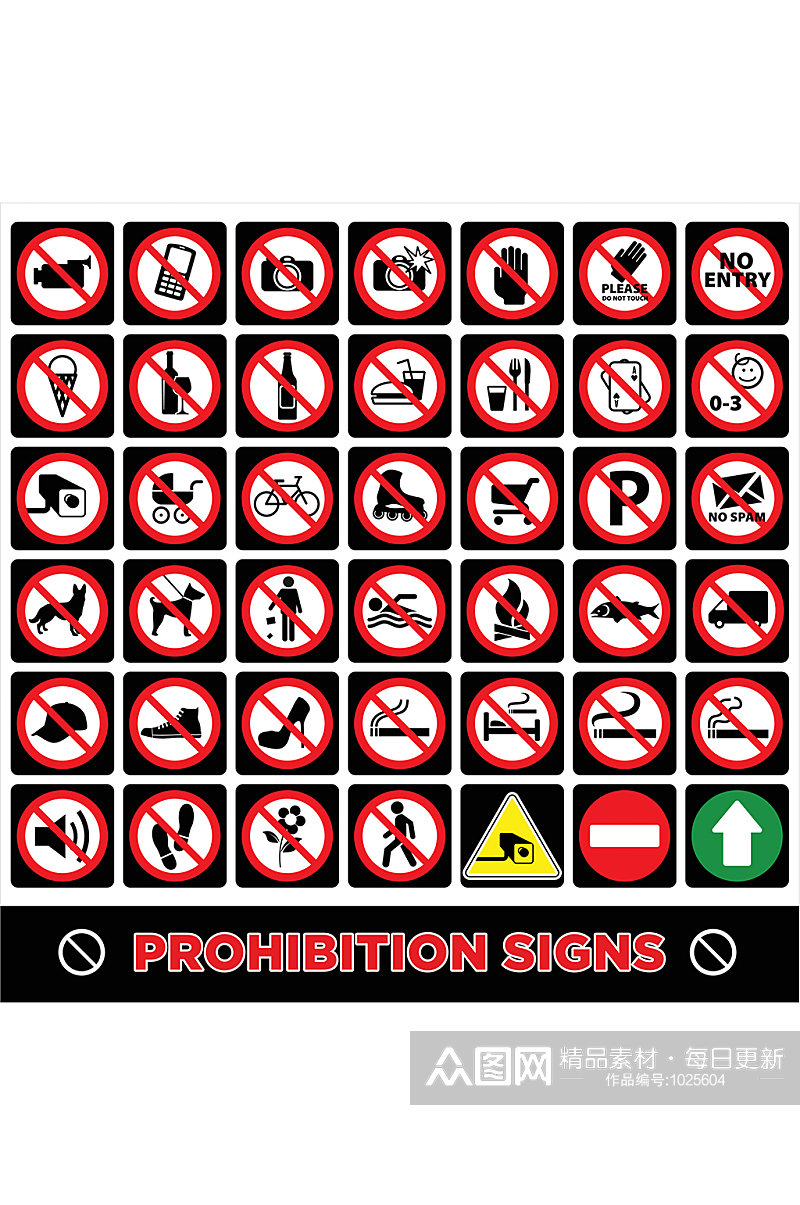 禁止交通标志集标牌标志素材
