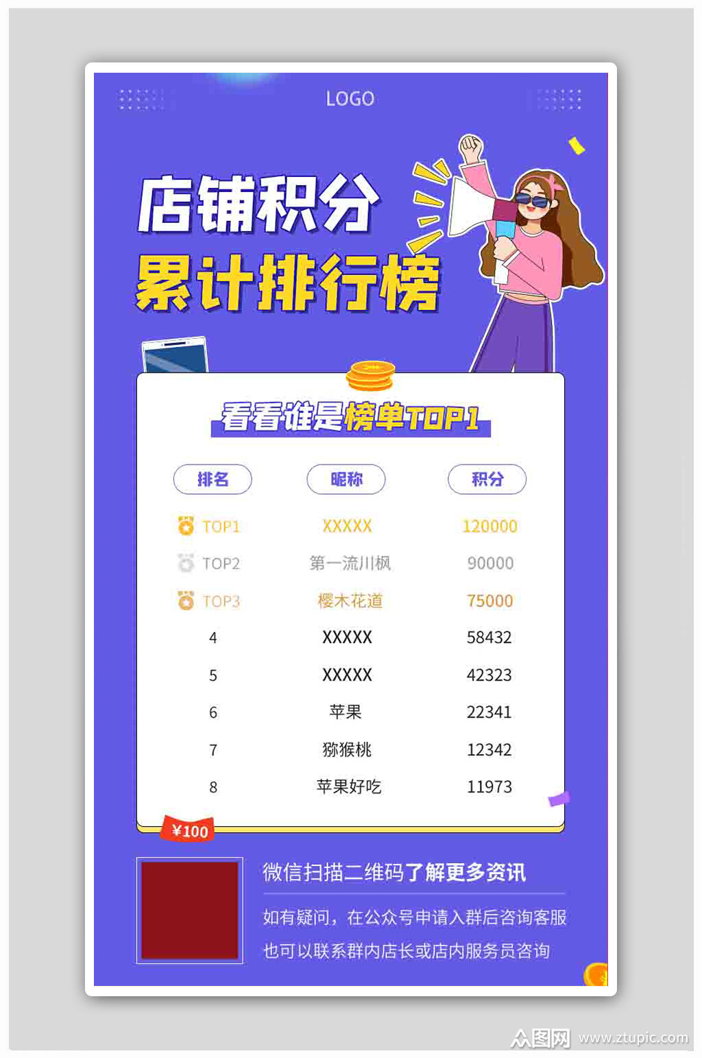 店铺积分累计排行榜运营活动海报素材