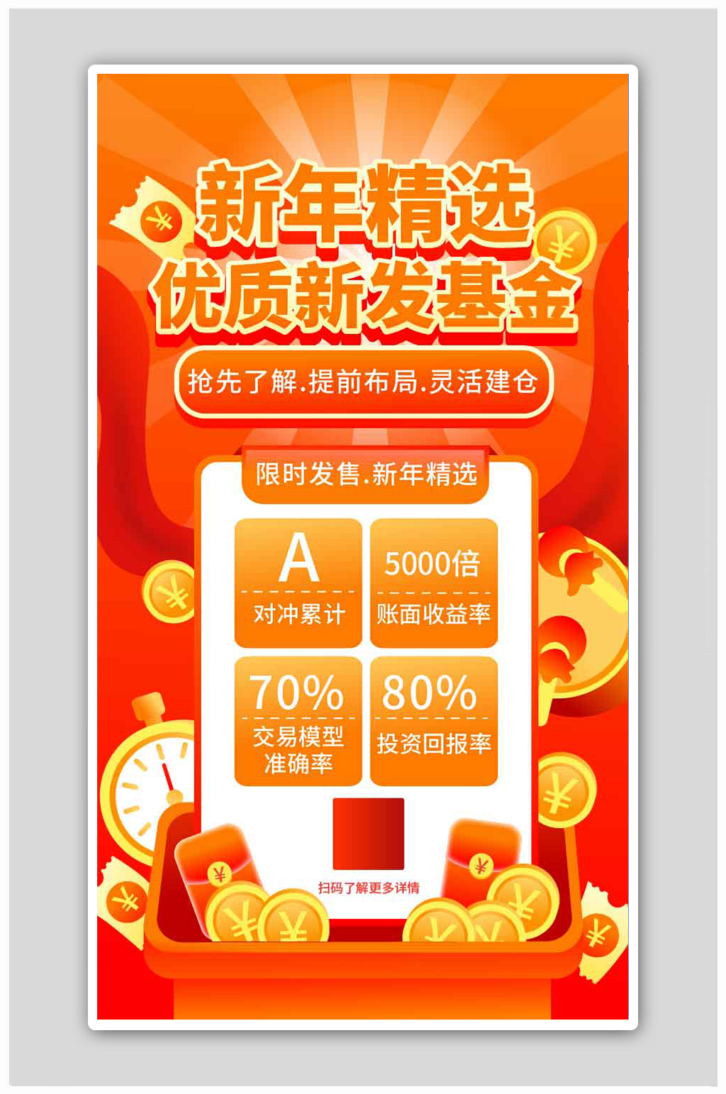 手绘风新年优质新发基金启动页H5海报素材