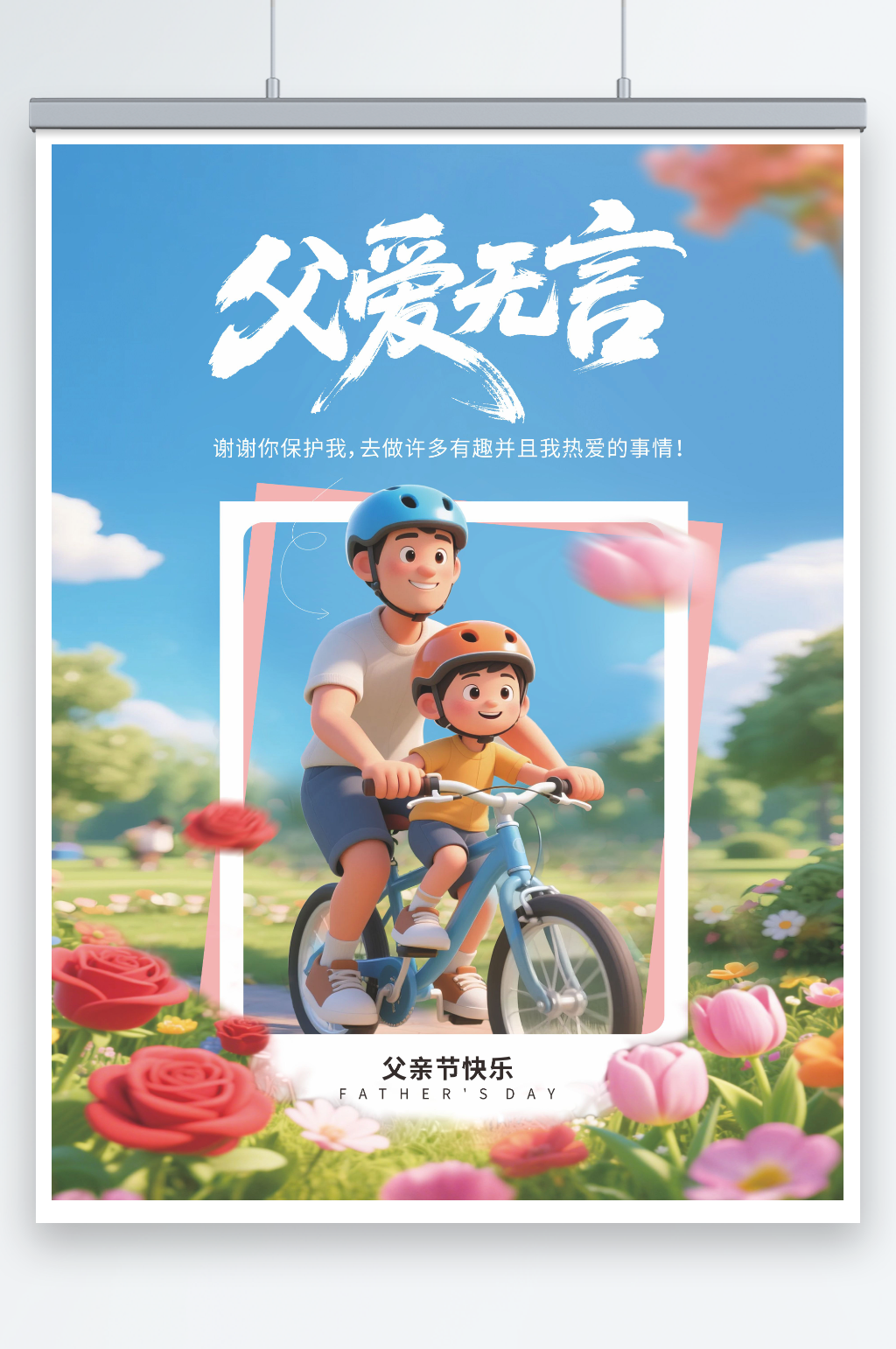 父爱无言父亲节创意平面海报素材