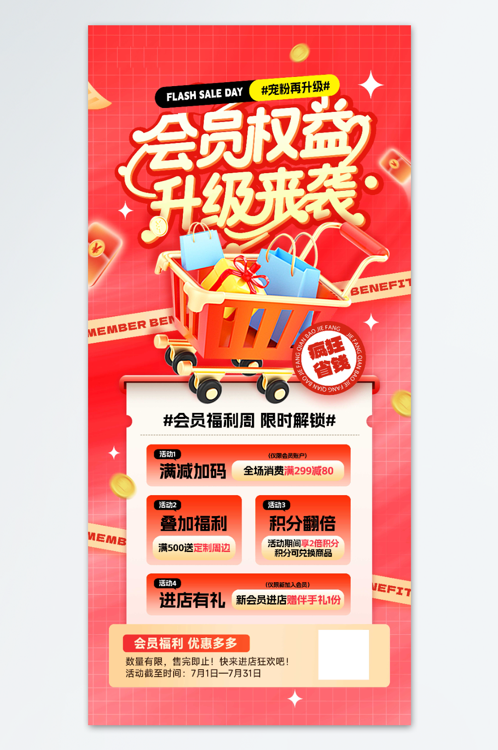 会员权益升级来袭促销营销海报素材