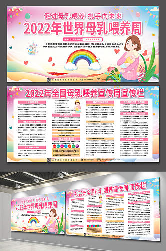 2022年母婴健康育儿世界母乳喂养周展板