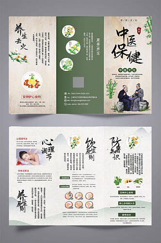 中药传统中医养生保健三折页保健日
