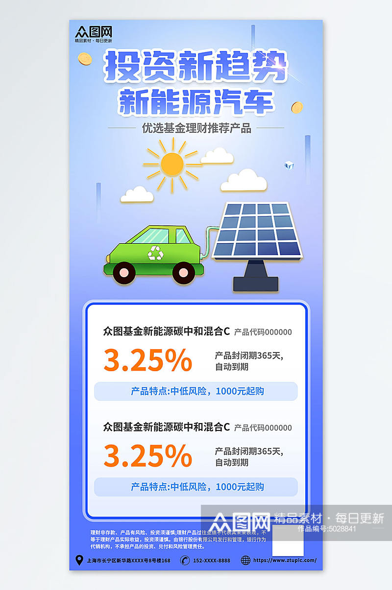 汽车布局新能源基金金融投资理财海报素材