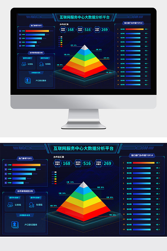 数据展现数据可视化科技暗黑风格UI界面