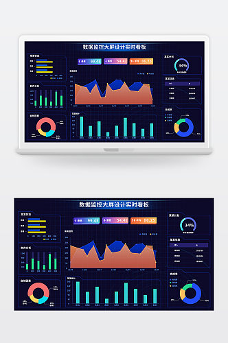 深色简约大气销售类UI数据可视化大屏