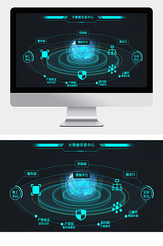 青色科技风大数据交易中心可视化界面