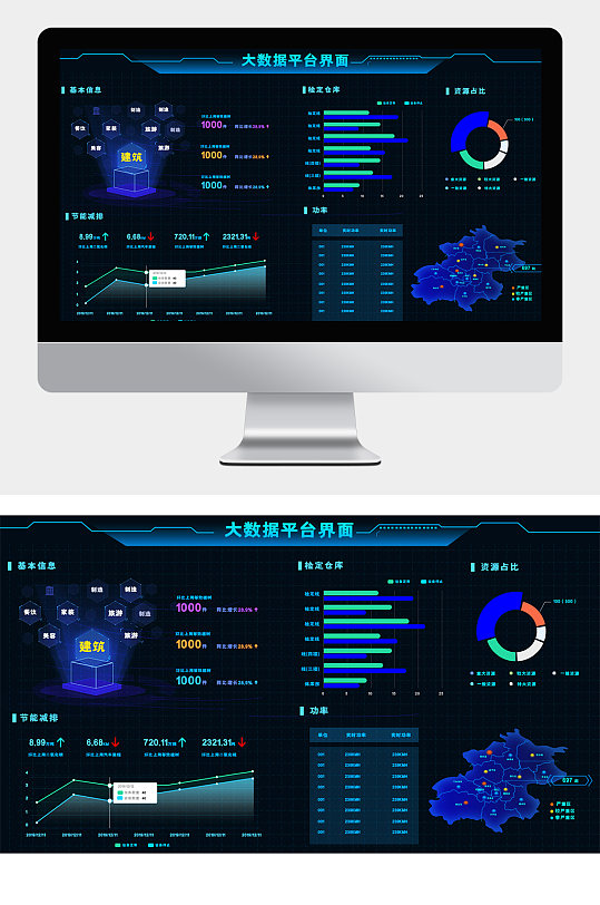 蓝色电力能源可视化大数据平台