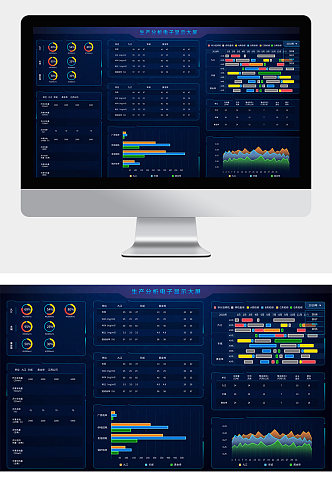 暗色系科技感数据总控可视化UI网页界面